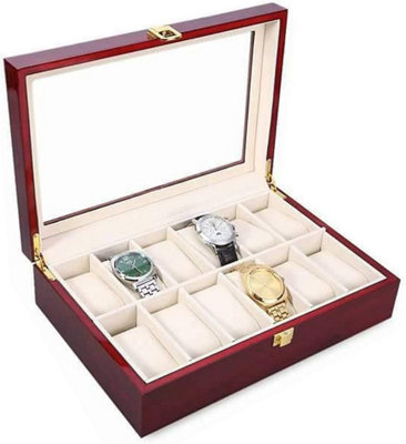 Xample Wooden Watch Display Storage Box Jewelry Collection Organizer Case With 12 Grids For WatchesBracelets & Accessories from B&Q