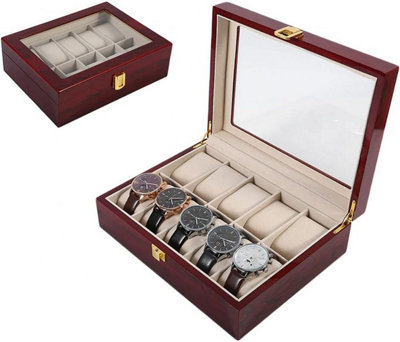 Xample Wooden Watch Display Storage Box Jewelry Collection Organizer Case With 10 Grids For WatchesBracelets & Accessories from B&Q