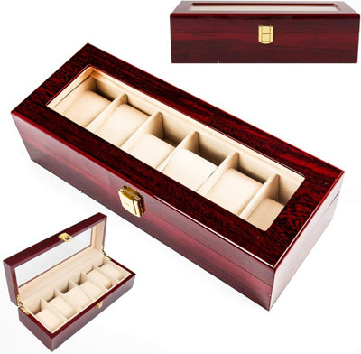 Xample Wooden Watch Display Storage Box Jewelry Collection Organizer Case With 6 Grids For WatchesBracelets & Accessories from B&Q