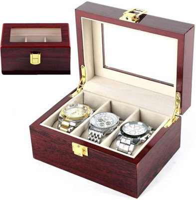 Xample Wooden Watch Display Storage Box Jewelry Collection Organizer Case With 3 Grids For WatchesBracelets & Accessories from B&Q