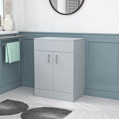 Nes Home 600mm Vanity Unit Cabinet With Worktop Matte Grey from B&Q