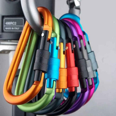 6X Heavy Duty Carabiner Clip HookD-Ring Screw LockOutdoorMax Load 50Kg from B&Q