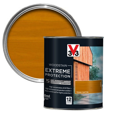 V33 Extreme Protection Teak Satin Wood Stain750Ml from B&Q