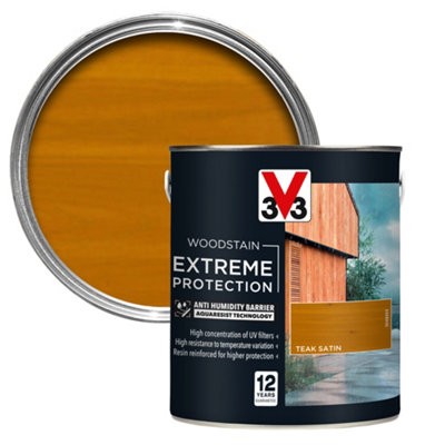 V33 Extreme Protection Teak Satin Wood Stain2.5L from B&Q