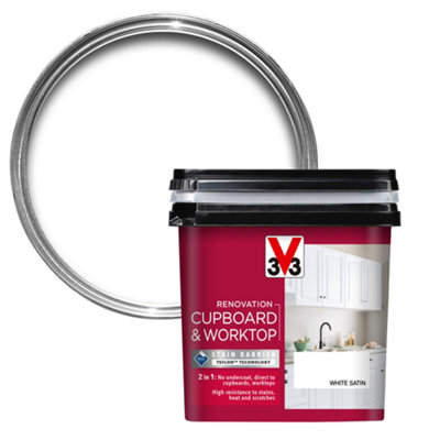V33 Renovation White Satinwood Kitchen Cupboard & Cabinet Paint750Ml from B&Q