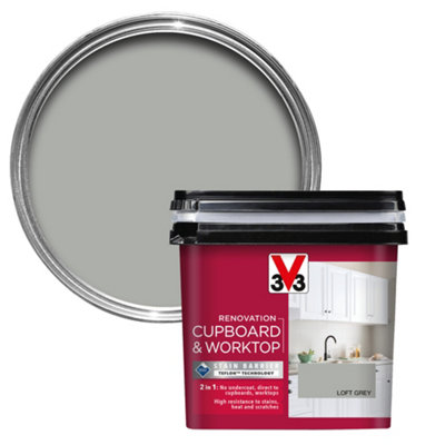 V33 Renovation Loft Grey Satinwood Kitchen Cupboard & Cabinet Paint750Ml from B&Q