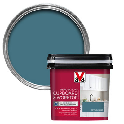 V33 Renovation Petrol Blue Satinwood Kitchen Cupboard & Cabinet Paint750Ml from B&Q