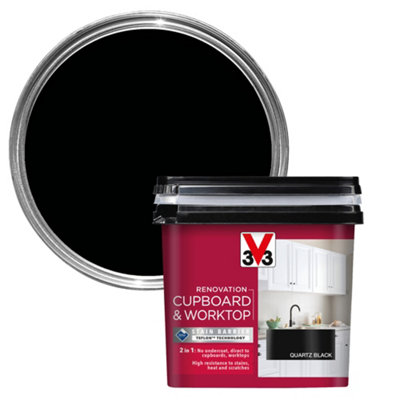 V33 Renovation Quartz Black Satinwood Kitchen Cupboard & Cabinet Paint750Ml from B&Q