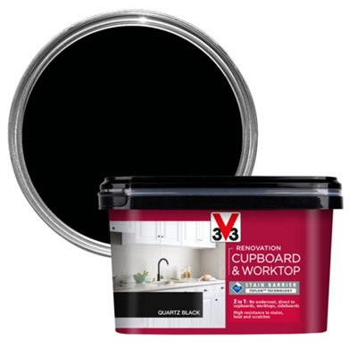 V33 Renovation Quartz Black Satinwood Kitchen Cupboard & Cabinet Paint2L from B&Q