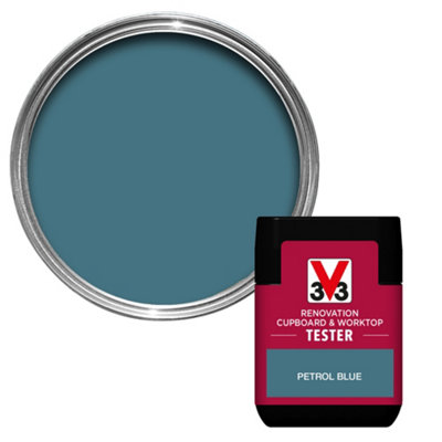 V33 Renovation Petrol Blue Satinwood Cupboard & Cabinet Paint75Ml Tester Pot from B&Q