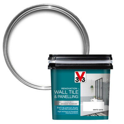 V33 Renovation White Satinwood Bathroom Wall Tile & Panelling Paint750Ml from B&Q