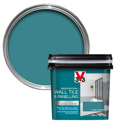 V33 Renovation Blue Lagoon Satinwood Bathroom Wall Tile & Panelling Paint750Ml from B&Q