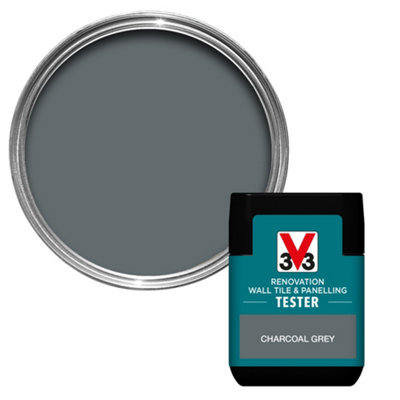 V33 Renovation Charcoal Grey Satinwood Wall Tile & Panelling Paint75Ml Tester Pot from B&Q