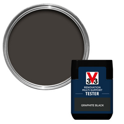 B&Q -  Renovation Graphite Black Satinwood Multi-Surface Paint50Ml Tester Pot