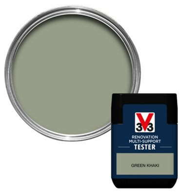 B&Q -  Renovation Green Khaki Satinwood Multi-Surface Paint50Ml Tester Pot