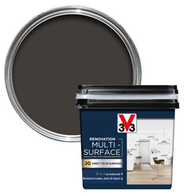 V33 Renovation Graphite Black Satinwood Multi-Room Multi-Surface Paint750Ml