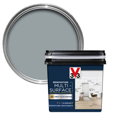 V33 Renovation Pebble Grey Satinwood Multi-Surface Paint750Ml