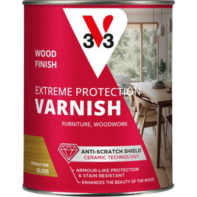 V33 Extreme Protection Medium Oak Gloss Wood Varnish250Ml from B&Q