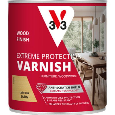 V33 Extreme Protection Light Oak Satin Wood Varnish750Ml from B&Q