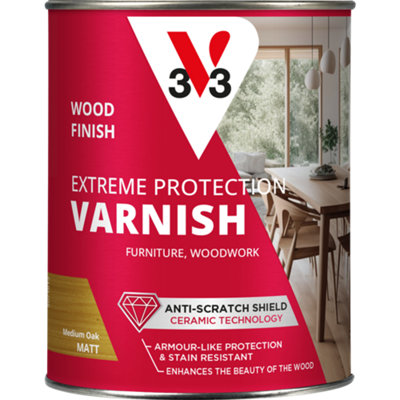 V33 Extreme Protection Medium Oak Matt Wood Varnish250Ml from B&Q