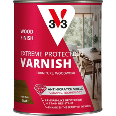 V33 Extreme Protection Dark Oak Matt Wood Varnish250Ml from B&Q
