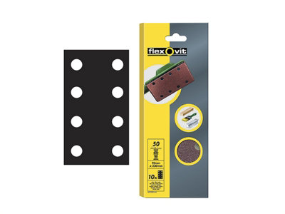 Flexovit 63642526330 1/3 Sanding Sheets Perforated Coarse 50 Grit (Pack 10) Flv26330 from B&Q