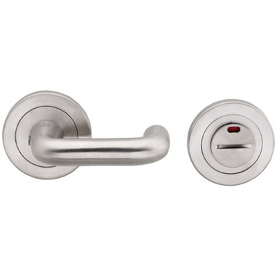 316 Steel Lever Turn & Release Lock & Occupacy Indicator - Satin Steel Bathroom