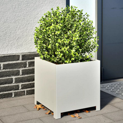 B&Q -  Garden Planter White 40X40X40 Cm Steel