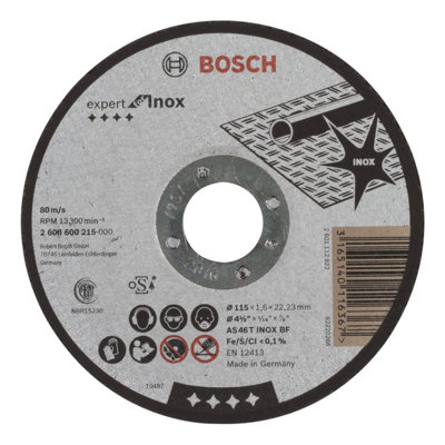 Bosch Professional Expert As 46 T Inox Bf Straight Cutting Disc For Inox115mm X 1.6mm from B&Q