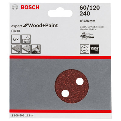Bosch Professional Sanding Disc Set Punched (D)125mm 60/120/240 GritPack Of 6 from B&Q