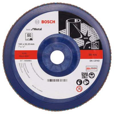 Bosch Professional Flap Disc X571Best For Metal (D 180mmG 60Straight) from B&Q