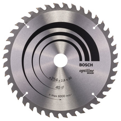 Bosch Professional Optiline Wood Circular Saw Blade - 254Mm X 30Mm X 2.8Mm, 40 Teeth
