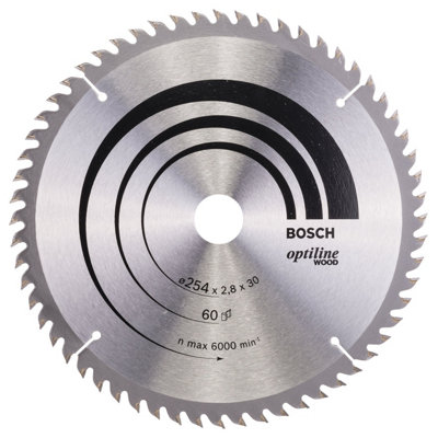 Bosch Professional Optiline Wood Circular Saw Blade254mm X 30mm X 2.8mm60 Teeth from B&Q