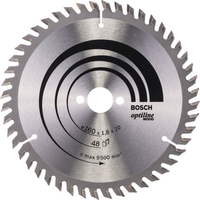 Bosch Professional Optiline Wood Circular Saw Blade - 160Mm X 20/16Mm X 1.8Mm, 48 Teeth