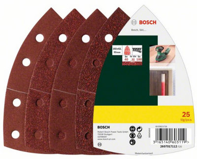 Bosch Mixed Grit Delta Sanding Sheets (25/pack) (For: Bosch Psm 80APsm 100APsm 200 AesPsm 8100A & Easysander 12 Sanders) from B&Q