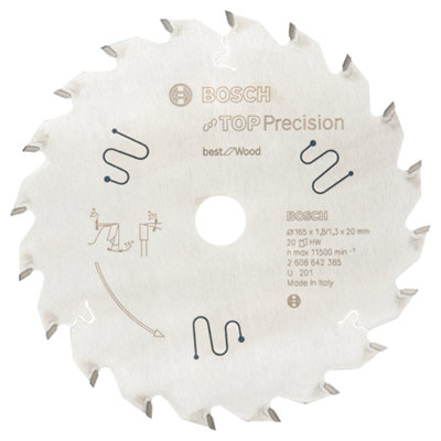 Bosch Professional Top Precision Circular Saw Blade For Wood - 165 X 20 X 1.8 Mm, 20 Teeth