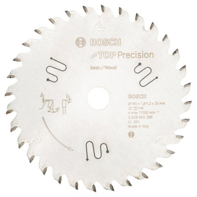 Bosch Professional Top Precision Circular Saw Blade For Wood - 165 X 20 X 1.8 Mm, 32 Teeth