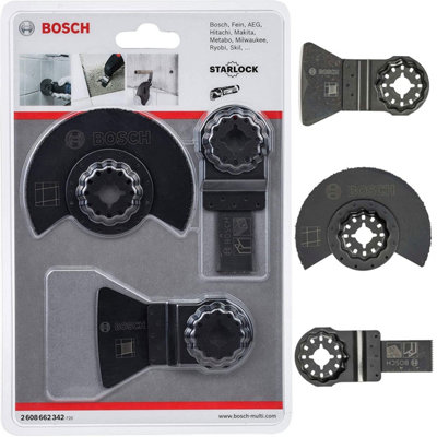 Bosch Starlock 3 Piece Multi Tool Cutter Set Tiling Saw Blade Plunge Segment Gop from B&Q