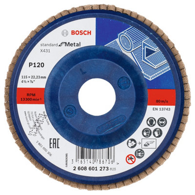 Bosch Professional X431 Flap DiscStandard For Metal115mm X 22.23mmG120 from B&Q