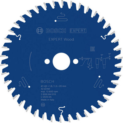 Bosch Expert Wood Circular Saw Blade 140 X 1.8/1.3 X 20 mm T42 2608644010 from B&Q