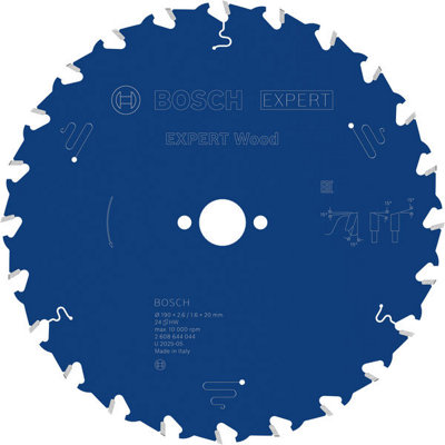 Bosch Expert Wood Circular Saw Blade 190 X 2.6/1.6 X 20 mm T24 2608644044 from B&Q