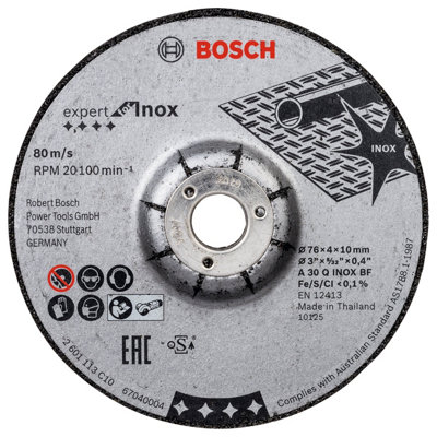 Bosch Professional Expert Inox Grinding Disc2Pcs X 76X4X10mmA30Q Inox Bf from B&Q
