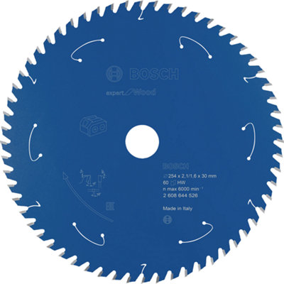 Bosch Professional Expert Circular Saw Blade For WoodCordless Saws254X2.1/1.6X30 T60 from B&Q