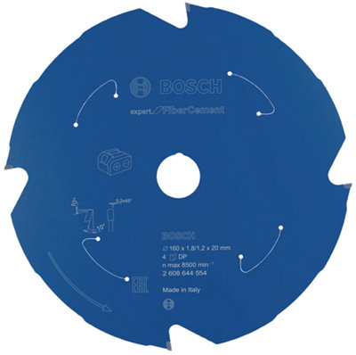 Bosch Professional Expert Fibre Cement Circular Saw Blade For Cordless Saws160X1.8/1.2X20 T4 from B&Q