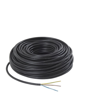 Time Black 3-Core Flexible Cable 1.5mm² X 50M from B&Q