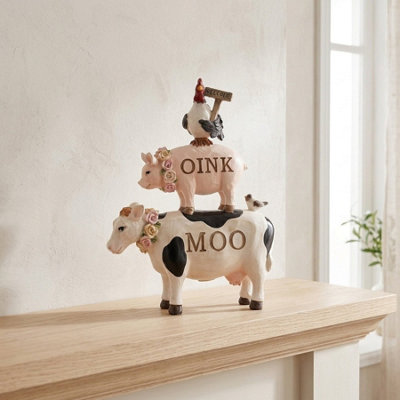Playful Resin Stacked Farm Animal Figurine from B&Q
