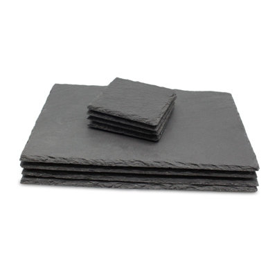 Van Gogh Placemats And Coasters Set Dining Table Set Rustic Natural Slate Board 8Pc Set from B&Q