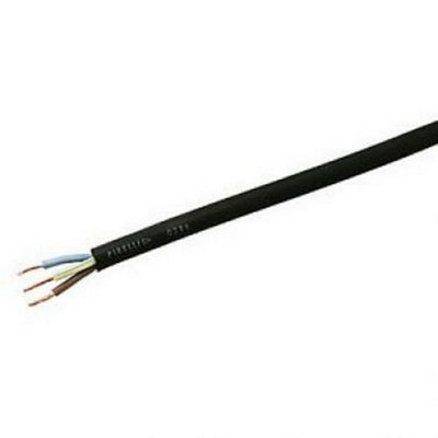 3183R 1.50mm Black 3 Core Tough Rubber Flex, 15 Amps, 50m