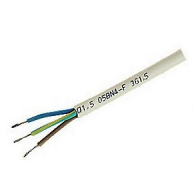 3183Y 1.5mm White 3 Core Flexible Cable, 16 Amps, 100m