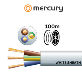 3183Y 3 Core Round PVC, 300/500V, HO5VV-F3, 13A 100m Reel - White Sheath